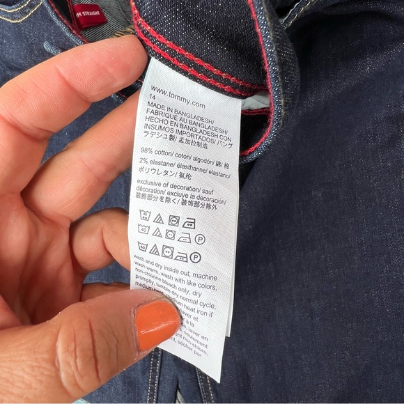 Tommy Hilfiger Jeans Stretch Slim Straight Fit Blue Boys Size 14 Dark Wash EUC👖 - Picture 4 of 10